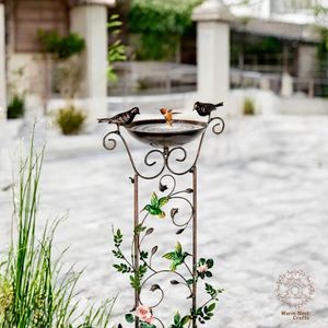 Handmade Aluminium <b>Bird</b> Bath for Rustic Outdoor Gardens-Eco-Friendly Inviting <b>Birds</b> to Refresh Themselves Daily - Product Image 5