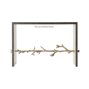 Mesa consola moderna de lujo con marco de Hierro forma Rectangular para boda decoración del hogar de 3 capas con tapa de cristal - Product Image 2