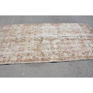 Tapis traditionnel en laine bleu Beige 5x10ft Design Patchwork turc Vintage pour décor de salon pour adolescents Latex soutenu - Product Image 3