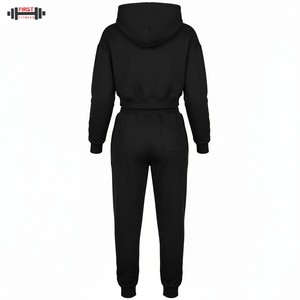 Nueva llegada personalizado de alta calidad de los hombres con capucha gimnasio Jogging chándal sólido de 2 piezas Pull Athletic 100% algodón invierno de talla grande - Product Image 3