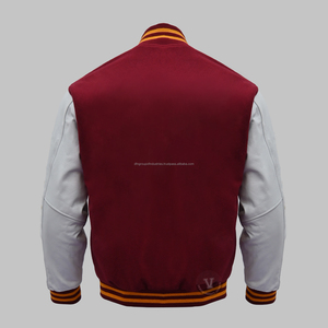 Patchs en chenille personnalisés manches en cuir véritable de laine vestes Letterman Baseball College pour hommes col montant pour le printemps - Product Image 6