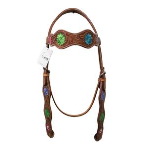 Vente en gros de têtière Western en cuir véritable pour l'équitation Conception de couleur sculptée Meilleure qualité Prix compétitif Équestre - Product Image 1