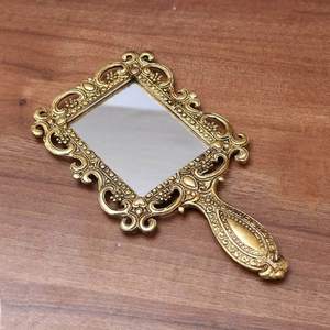 24 cm Golden Aluminium Handheld <b>Mirror</b> with Handle Art Deco Design Style Decorative Showpiece - Product Image 6