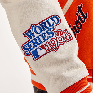 แจ็คเก็ตเบสบอลแบบ Letterman คุณภาพสูง ไซส์ XL สำหรับผู้ชายและผู้หญิง แขนหนัง พร้อมงานปักไหมพรม - Product Image 3