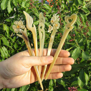 Broches en corne de buffle Matériau naturel élégant Décoration en épingle à cheveux faite à la main du Vietnam 99 données en or - Product Image 2