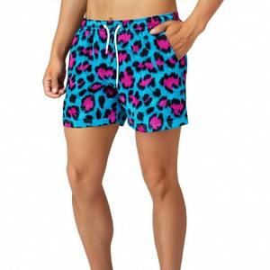 Factory Wholesale Comfort Fit Knee Length Summer Beach Men Lace Sublimated Leopard Print Canvas Fitness Sports <b>Shorts</b> - Product Image 4