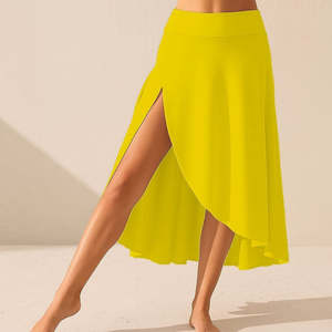 กระโปรงผู้หญิงทรงแซนดี้มีกระเป๋าและเลกกิ้ง รุ่น 32633 - สีเหลือง - Product Image 1
