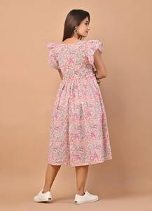 Vestido largo Floral con estampado de algodón hecho a mano indio, ropa de fiesta de mujer elegante con cintura Natural, regalo de novia personalizado, venta - Product Image 6