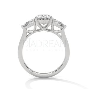 Personnalisable 925 Sterling Silver Original Femme Bijoux Fiançailles Marié 3 Pierre Creux Leb Grown Diamond Ring - Product Image 5