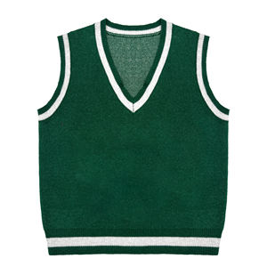 Custom Logo OEM Jacquard Letters Knitted Pullover Sweater Vest School Uniform Knitwear Sleeveless V Neck <b>Men</b> Knit Sweater Vest - Product Image 6