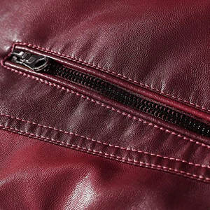 Chaqueta de Motociclista de Cuero para Hombre, Talla Grande, con Cuello Alto, Color Sólido, Invierno, Personalizable, Ecológica, de Secado Rápido y Transpirable - Product Image 4