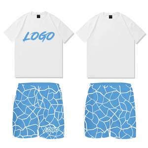 Ensemble décontracté deux pièces pour homme, t-shirt en coton tricoté avec logo personnalisé 2024, streetwear, respirant, séchage rapide, short d'été - Product Image 6