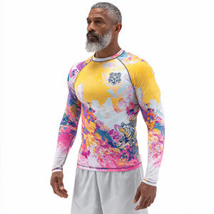 Camisa de sublimación de compresión para hombre, ropa de Yoga atlética para entrenamiento, protector de erupción para hombre, 100% poliéster, estampado, protector de erupción, Top para hombre - Product Image 3