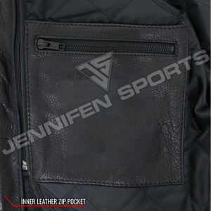 Chaqueta de motociclista de alta calidad para hombre, bolsillos de cuero de vaca genuino, cordones laterales, cierre de cremallera, forro acolchado interior - Product Image 5