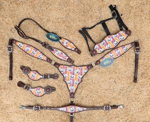 Ensemble d'équipement équestre léger en gros, tête de cheval en cuir véritable de style western, collier de poitrail, fabrication indienne - Product Image 1