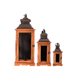 Faroles Cuadrados de Madera Natural con Acabado Marrón para Decoración Interior y Exterior, Faroles Colgantes Decorativos con Asa de Metal - Product Image 5