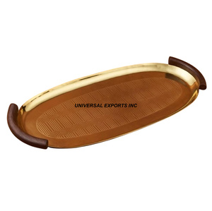 Handmade Gold-Plated Steel <b>Chocolate</b> Tray Eco-Friendly Oval Shape Platter Decorative and Hot Selling - Product Image 1