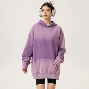 2025 femmes surdimensionné lavage à l'acide à capuche Vintage sweat lourd français Terry Streetwear sweats à capuche à la mode - Product Image 5