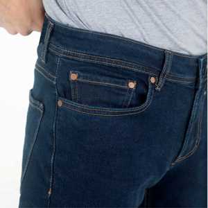 Jean en denim stretch coupe intelligente, bleu nuit, jean fuselé pour homme, coton mélangé confortable, tenue décontractée, denim indigo classique - Product Image 2