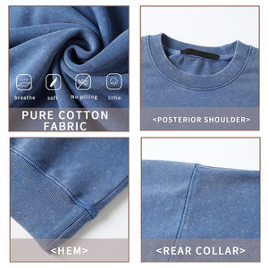 Sudadera Clásica de Algodón 100% con Lavado Ácido, Cuello Redondo, Talla Personalizada, Estilo Básico para Hombre - Product Image 4