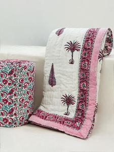 Edredón Reversible ligero de lujo Kantha Floral impreso hecho a mano indio étnico manta colcha King-Queen hoteles lavables - Product Image 2