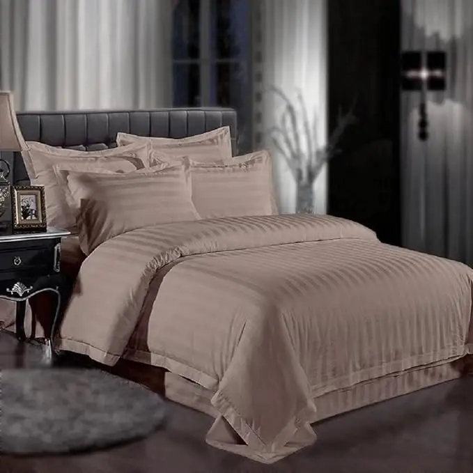 ชุดเครื่องนอนผ้าฝ้ายพรีเมี่ยมผ้าซาตินลายผ้าปูที่นอนนุ่มสบายผ้าปูที่นอนขนาดคิงไซส์ผ้าปูที่นอนผ้าฝ้าย 100% ของโรงแรม