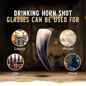 Juego de vajilla de cristal de cuerno de búfalo ecológico, tazas de cuerno de estilo Animal pulido para agua, vino, cerveza, café - Product Image 2