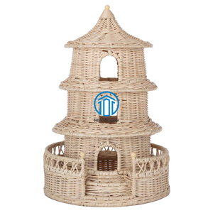 Pantalla de pagoda redonda de ratán hecha a mano nuevo diseño colgante de pantalla de ratán interior Natural para decoración del hogar interior - Product Image 6