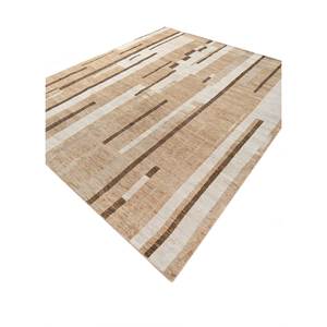 พรมขนสัตว์ถักมือสีเบจและสีน้ำตาลขนาดใหญ่ รุ่น AKWJ-1005 ลายแบบนามธรรม สำหรับตกแต่งห้องนั่งเล่นวัยรุ่น - Product Image 2