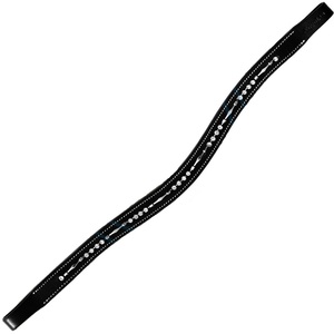 Banda de cuero personalizada con diamante negro y cadena de metal de cristal transparente en cuero genuino negro o marrón - Product Image 2