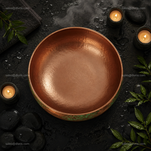 Bassin de pédicure artisanal en cuivre martelé avec patine verte, pour spa, bain de pieds de luxe, système de jets sans tuyauterie, durable - Product Image 3