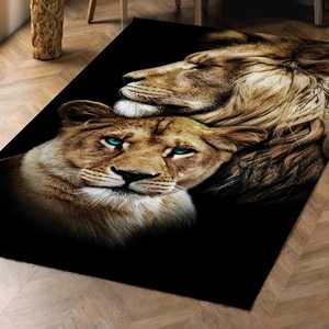 Alfombra de Pareja de Leones, Alfombra Estampada, Alfombra de Leones, Alfombra para Parejas, Alfombras de Animales, Alfombra Suave con Pelo Largo - Product Image 1