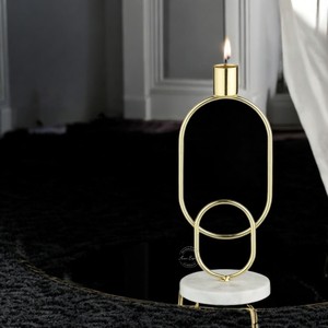 Ensemble de porte-bougies en métal et marbre, design moderne en forme de U, base élégante, décoration durable pour salle à manger de luxe, salon et cadeaux - Product Image 5