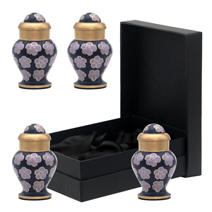 Juego de 4 urnas de recuerdo de metal de capacidad personalizada moderna hecha a mano con diseño de flores pintadas a mano Antique Co - Product Image 1