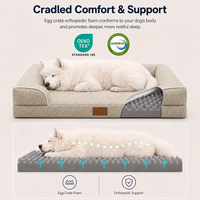Lit pour chien et chat en chenille écologique de luxe avec base en mousse alvéolée de soutien, housse amovible et lavable pour chiens de petite/moyenne taille