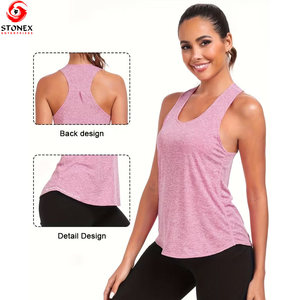 Débardeur de sport personnalisé pour femme, col rond, décontracté, été, course à pied, fitness, grande taille, vente en gros, haute qualité, tricoté, respirant - Product Image 2