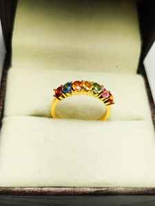 Multi zafiro piedra preciosa forma ovalada oro amarillo plateado venta al por mayor piedra preciosa anillo fino 925 plata esterlina sólida anillo de joyería fina - Product Image 3