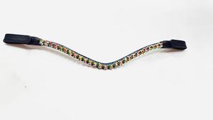 Diadema de Cuero para Caballo con Diamantes de Corazón Brillantes y Cristales Arcoíris - Accesorio Duradero y Personalizado para Equitación - Product Image 3