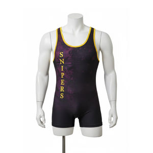 Combinaison de lutte en spandex/nylon de haute qualité, couleur unie, personnalisable avec logo, uniforme de sport - Product Image 1