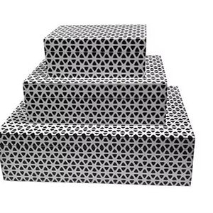 Juego de 3 cajas geométricas con incrustaciones de hueso y resina en blanco y negro, cajas de almacenamiento decorativas hechas a mano, caja de joyería India Trio - Product Image 1