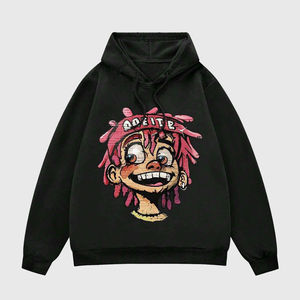 Street Wear DTG Printed <b>Hoodies</b> Casual Long Sleeve Distressed Washed Loose Hoodie <b>Trendy</b> Custom DTG Printing Vintage <b>Hoodies</b> - Product Image 1