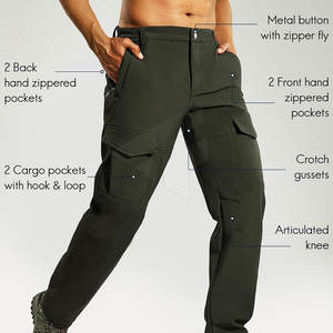 Pantalon Softshell de haute qualité pour hommes Vêtements décontractés pour adultes Taille moyenne élastique Top des ventes Couleur unie Motif droit léger - Product Image 2