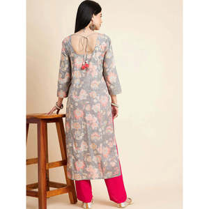 เสื้อแบบตรงพิมพ์ลายดอกไม้สำหรับผู้หญิงผ้าคอตตอนใส่สบาย - Product Image 5