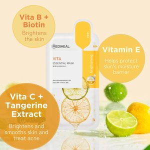 Face <strong>Maskes</strong> <strong>Sheet</strong> Vitamin V Essential Moisturize Improve Hydration Maintain Healthy Skin Barrier Vitamin E Vita <strong>Maskes</strong> Mediheal - Product Image 3