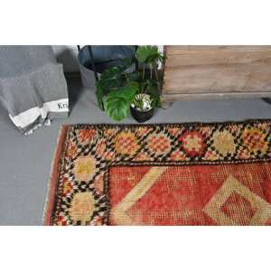 พรมตุรกีแนววินเทจสีแดงเหลืองปะต่อดีไซน์พื้นที่ขนาดใหญ่4.2x7.2ฟุตวัสดุขนสัตว์หนุนหลังทำจากยางสำหรับห้องนอนห้องโถง - Product Image 2