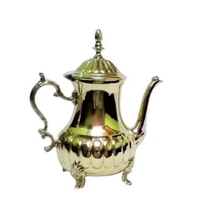 กาต้มน้ำทองเหลืองสำหรับตกแต่งบ้านและร้านอาหารสไตล์อาหรับสีดำและสีทอง - Product Image 6