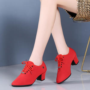 Nuevos Zapatos de Baile Profesionales para Profesoras, Zapatos de Baile Latino de Salón para Mujer, Zapatos de Baile con Parte Superior de Tela para Mujer - Product Image 1