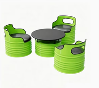 Ensemble de bar moderne en fer forgé, style industriel, durable et écologique, avec chaise et table combinées et support pour fût d'huile, pour bar à domicile