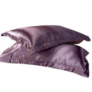 Solid Purple <b>Silk</b> Pillowcase Rectangle Envelop Closure Anti-Wrinkle Ruffle Home Decor Pillowcase for Home And Hotel Use - Product Image 5