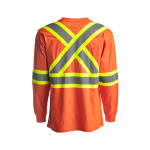 2026 Customizable Hi Vis Long Sleeve Shirt for Men 100% Cotton Breathable <b>Reflective</b> <b>Top</b> with Customizable Logo - Product Image 2